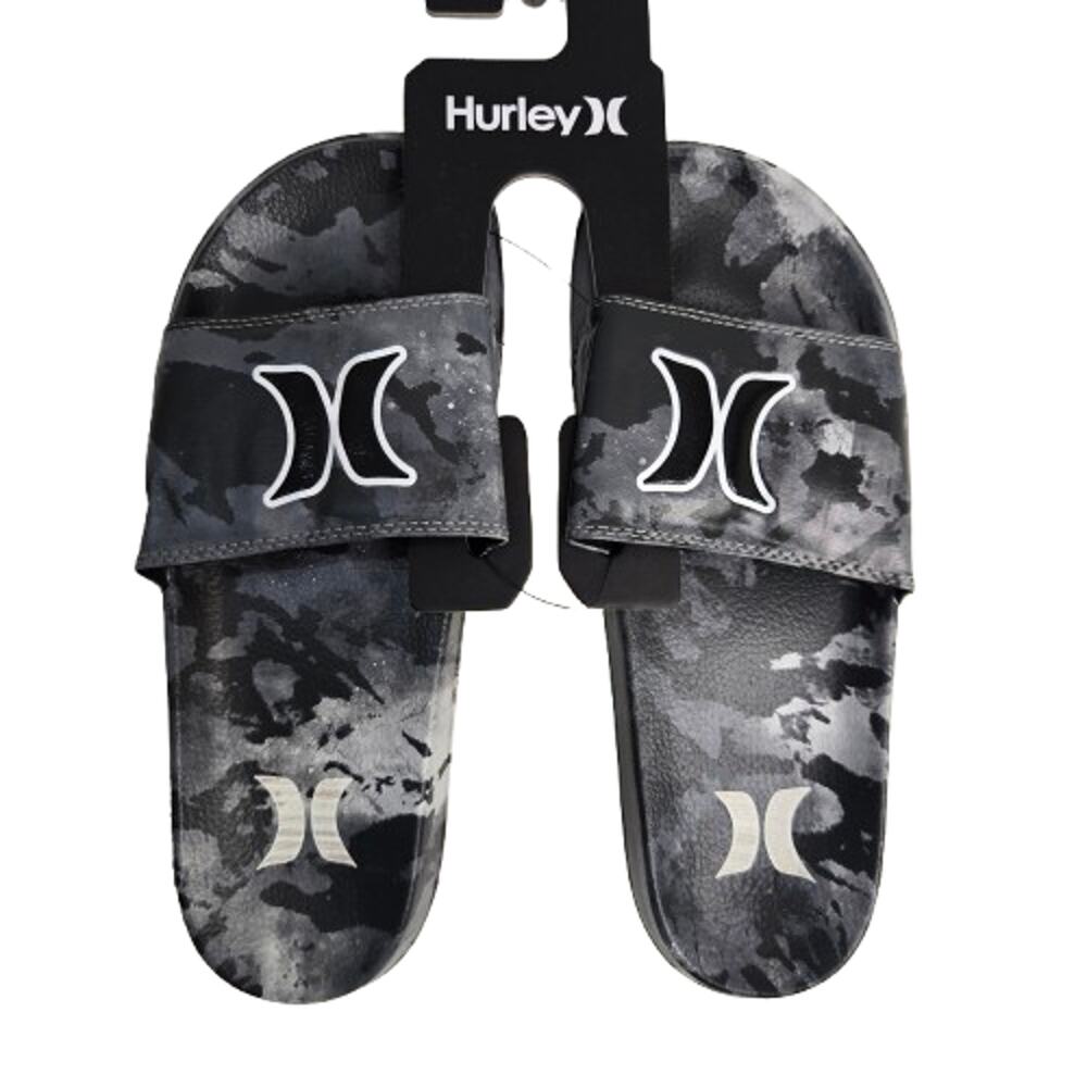 Hurley Gray Black Camouflage Open Toe Slip On Beach Men's Slide Sandals Size 8